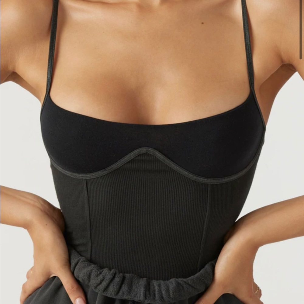 Josh Brown Corset Tank in vintage black flex rib